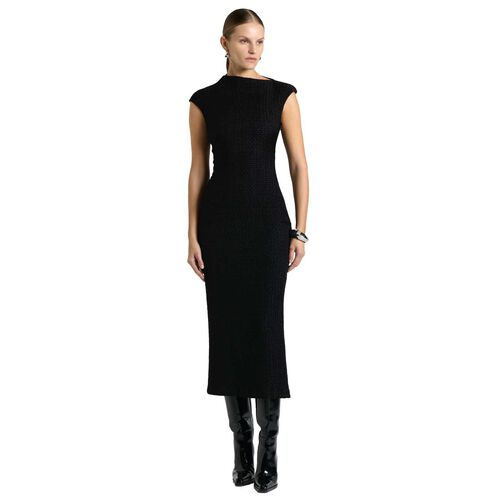 Cue Soft Shirred Jacquard Midi Dress